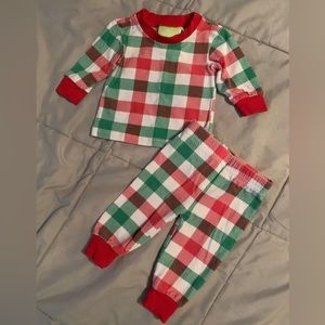 Classic Whimsy Red green white checked Christmas Holiday Pajama set 3 Months